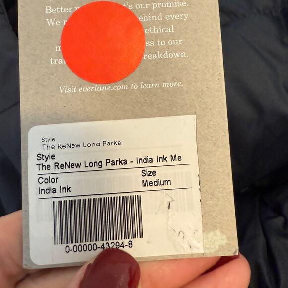 Everlane Men's The ReNew Long Parka In India Ink Size Medium New - Picture 14 of 16